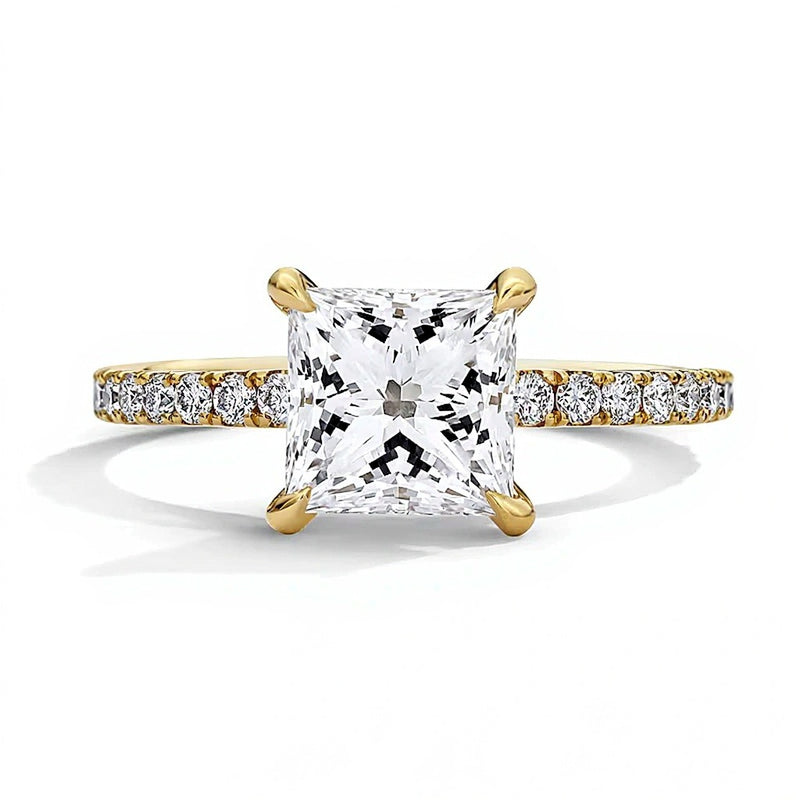 2.5 CT. TW Princess-Cut Lab-Grown Diamond Hidden Frame Engagement Ring in 18K Gold (D/IF)