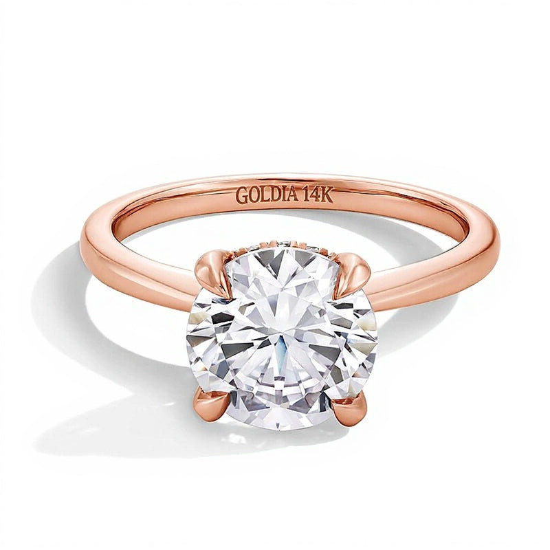 2.5 CT. TW Lab-Grown Diamond Solitaire Hidden Halo Engagement Ring in 14K Rose Gold (F/VS2)