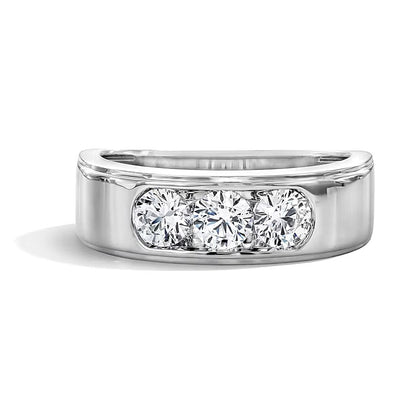 1.0 CT. TW Lab-Grown Diamond Three-Stone Band in 10K White Gold (F/VS2)