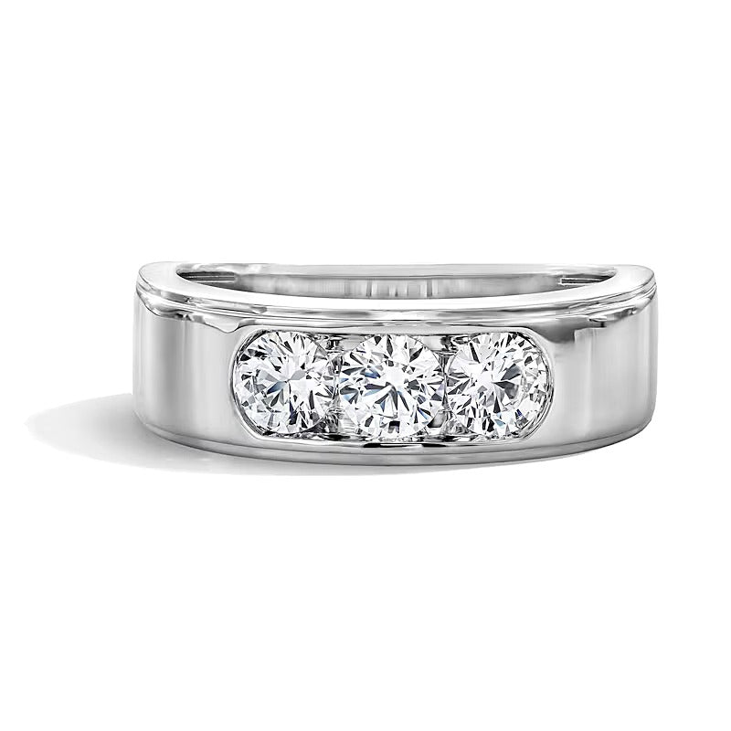 1.0 CT. TW Lab-Grown Diamond Three-Stone Band in 10K White Gold (F/VS2)