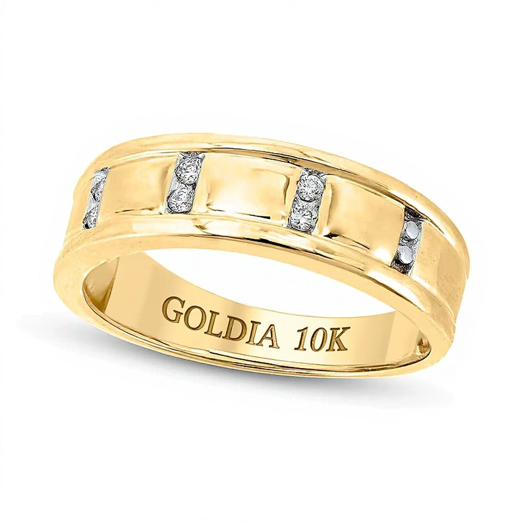 0.1 CT. TW Diamond Vertical Channel Band in 10K Gold