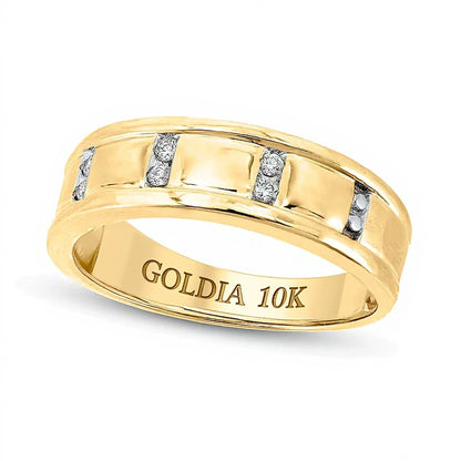 0.1 CT. TW Diamond Vertical Channel Band in 10K Gold