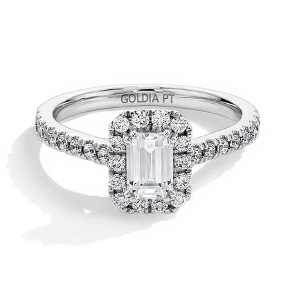 1.0 CT. TW Emerald-Cut Lab-Grown Diamond Frame Engagement Ring in Platinum (F/SI2)