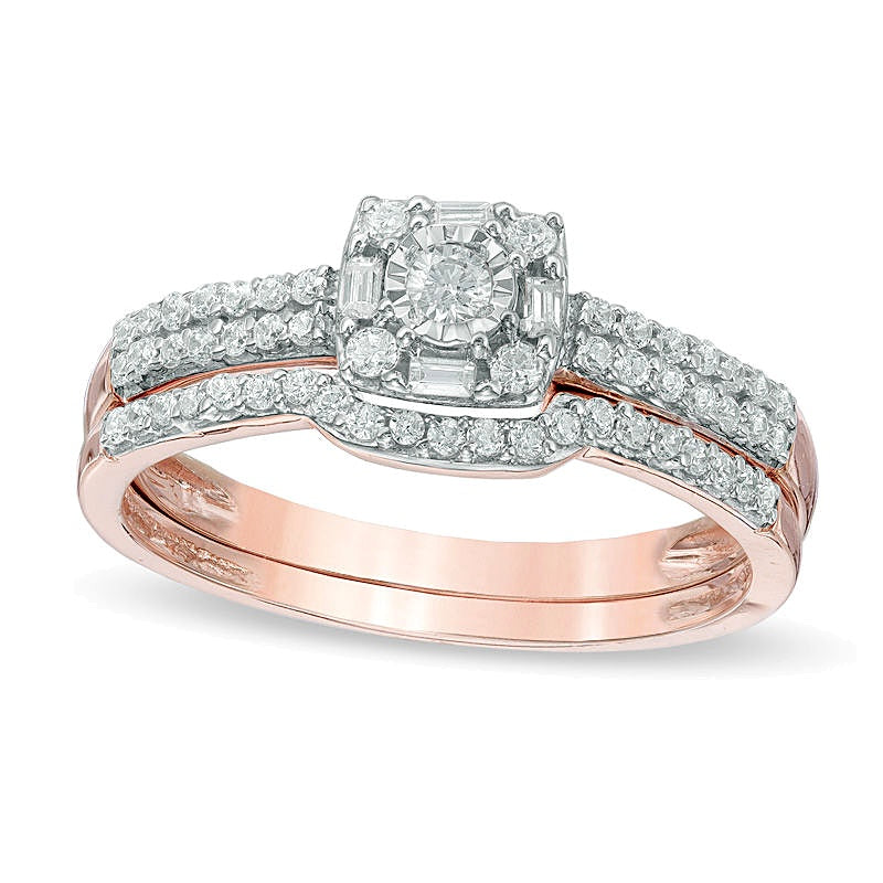 0.33 CT. TW Diamond Frame Bridal Set in 10K Rose Gold