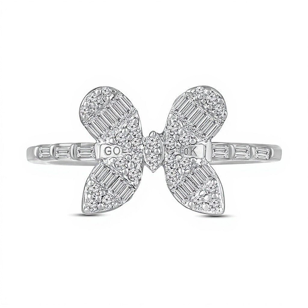 0.5 CT. TW Multi-Diamond Butterfly Ring in 10K White Gold