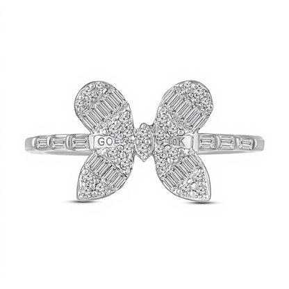 0.5 CT. TW Multi-Diamond Butterfly Ring in 10K White Gold