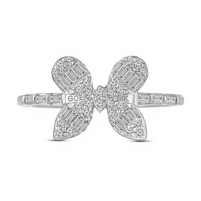 0.5 CT. TW Multi-Diamond Butterfly Ring in 10K White Gold