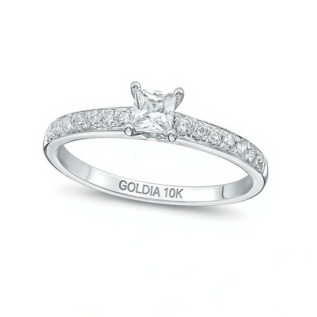 0.5 CT. TW Princess-Cut Diamond Engagement Ring in 10K White Gold