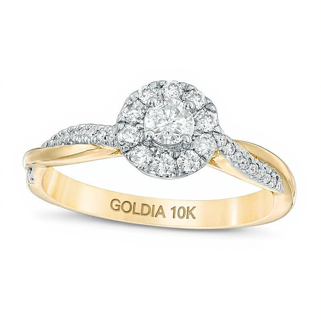 0.38 CT. TW Diamond Frame Twist Engagement Ring in 10K Gold
