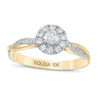 0.38 CT. TW Diamond Frame Twist Engagement Ring in 10K Gold