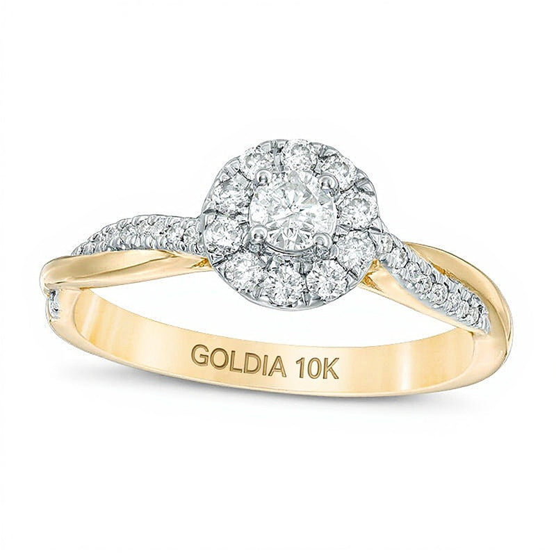 0.38 CT. TW Diamond Frame Twist Engagement Ring in 10K Gold