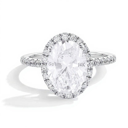 3.5 CT. TW Oval Lab-Grown Diamond Frame Engagement Ring in 14K White Gold (F/VS2)
