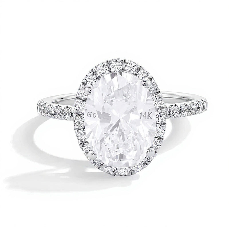 3.5 CT. TW Oval Lab-Grown Diamond Frame Engagement Ring in 14K White Gold (F/VS2)