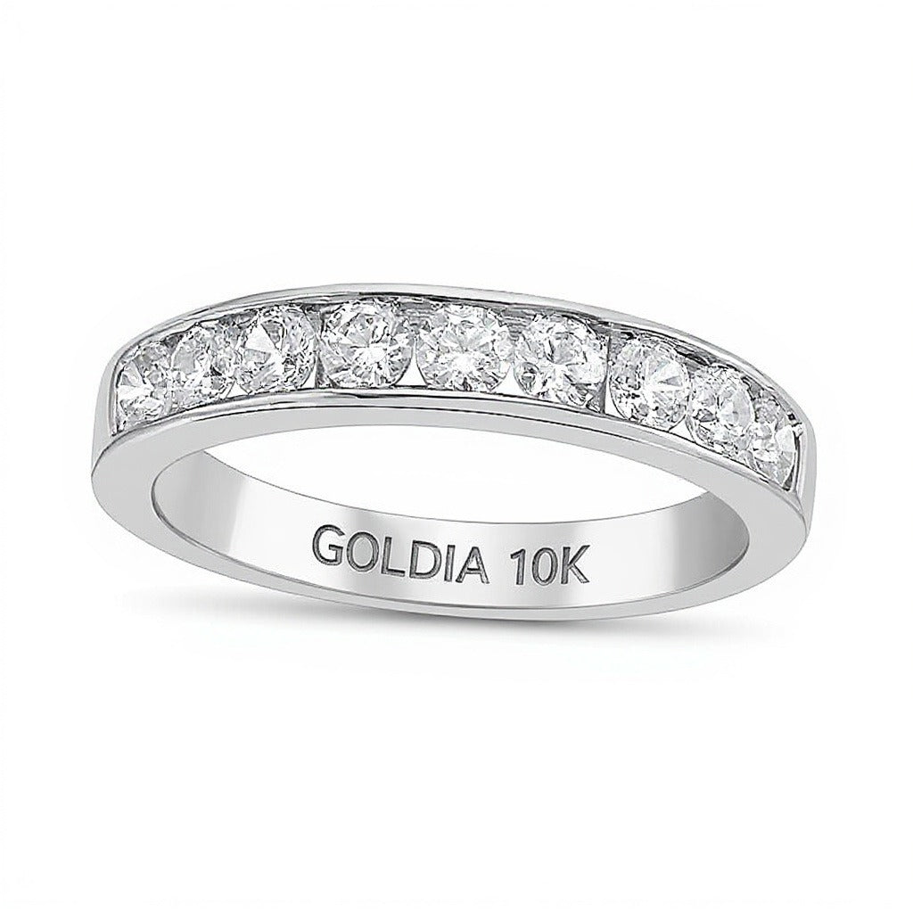 0.75 CT. TW Diamond Channel Nine Stone Band in 10K White Gold (I/I2)
