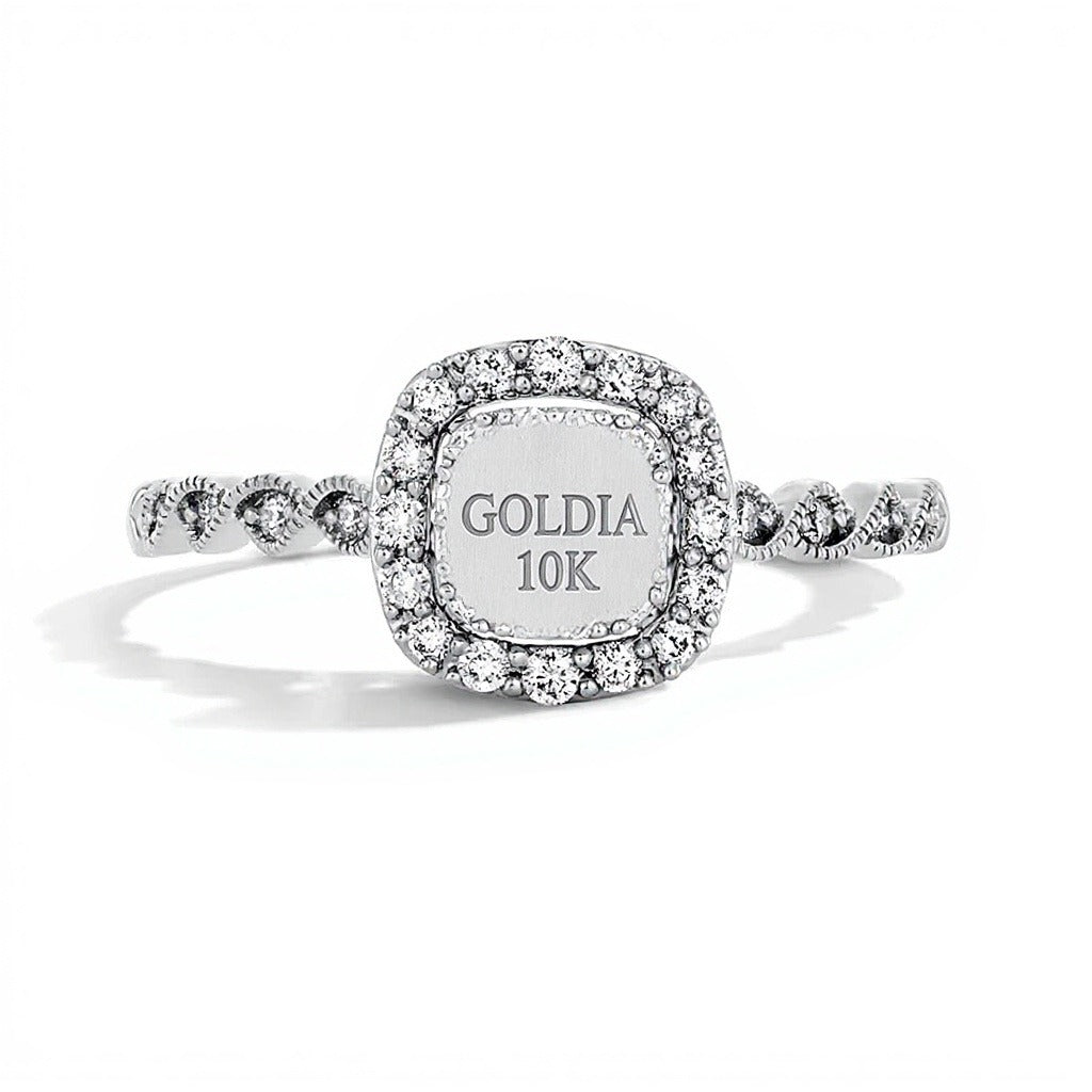0.25 CT. TW Diamond Double Cushion Frame Promise Ring in 10K White Gold