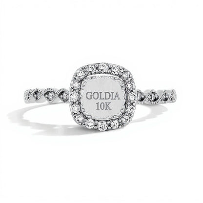 0.25 CT. TW Diamond Double Cushion Frame Promise Ring in 10K White Gold