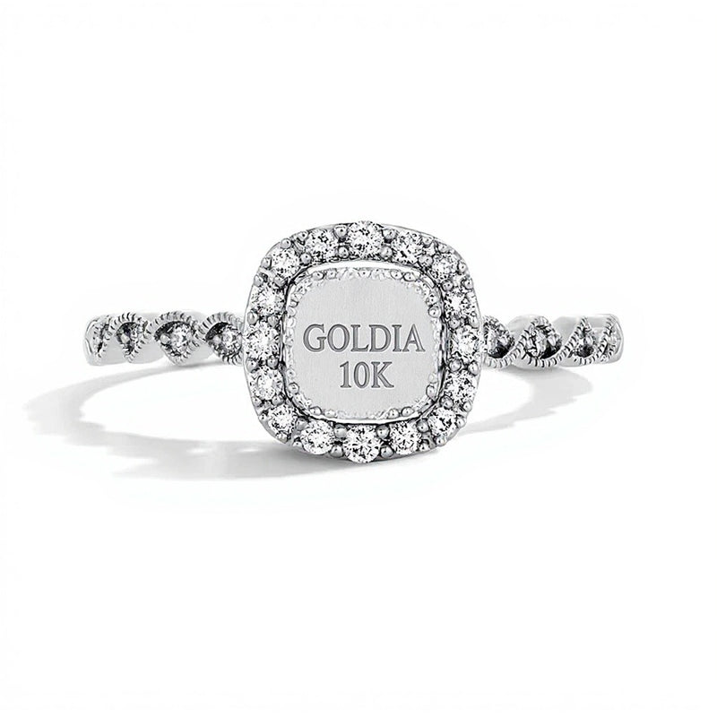 0.25 CT. TW Diamond Double Cushion Frame Promise Ring in 10K White Gold