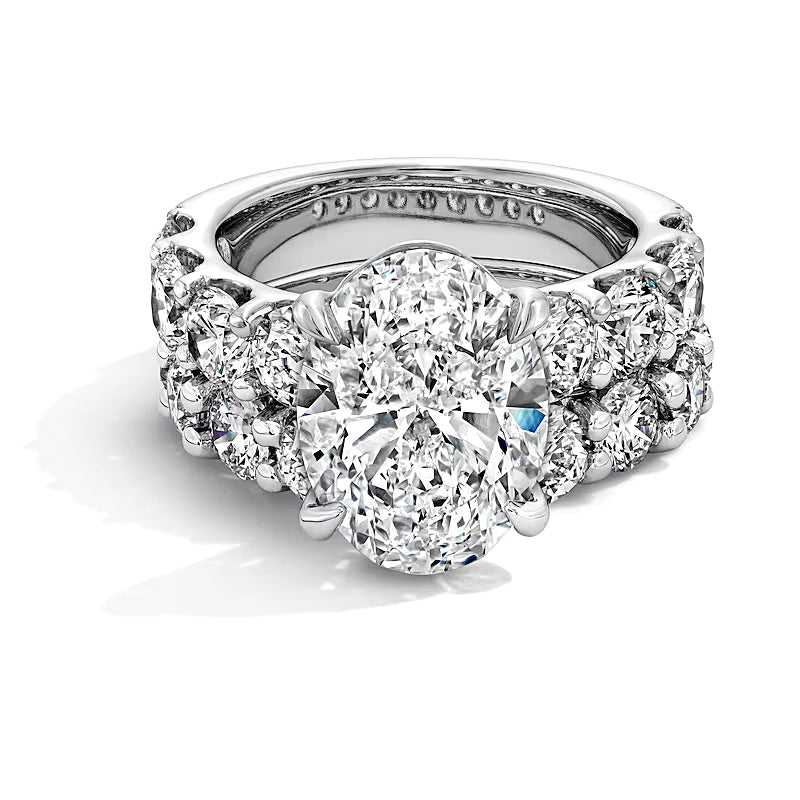 10.0 CT. TW Oval-Shaped Lab-Grown Diamond Bridal Set in 14K White Gold