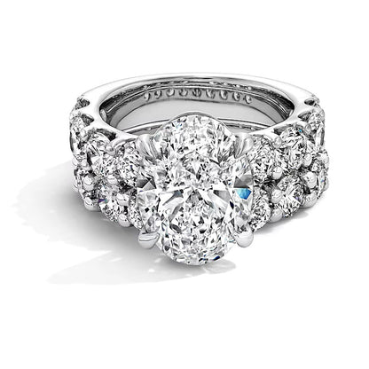 10.0 CT. TW Oval-Shaped Lab-Grown Diamond Bridal Set in 14K White Gold