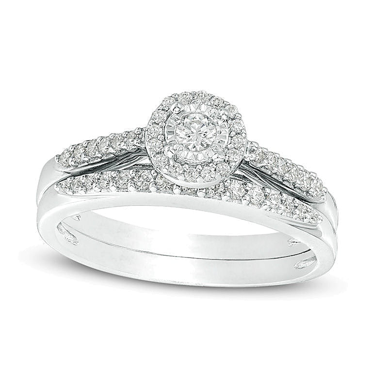 0.33 CT. TW Diamond Frame Bridal Set in 10K White Gold