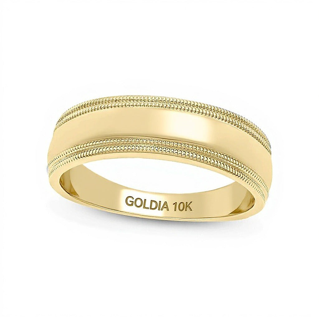 0.2 CT. TW Diamond Three Stone Milgrain Wedding Band in 10K Gold
