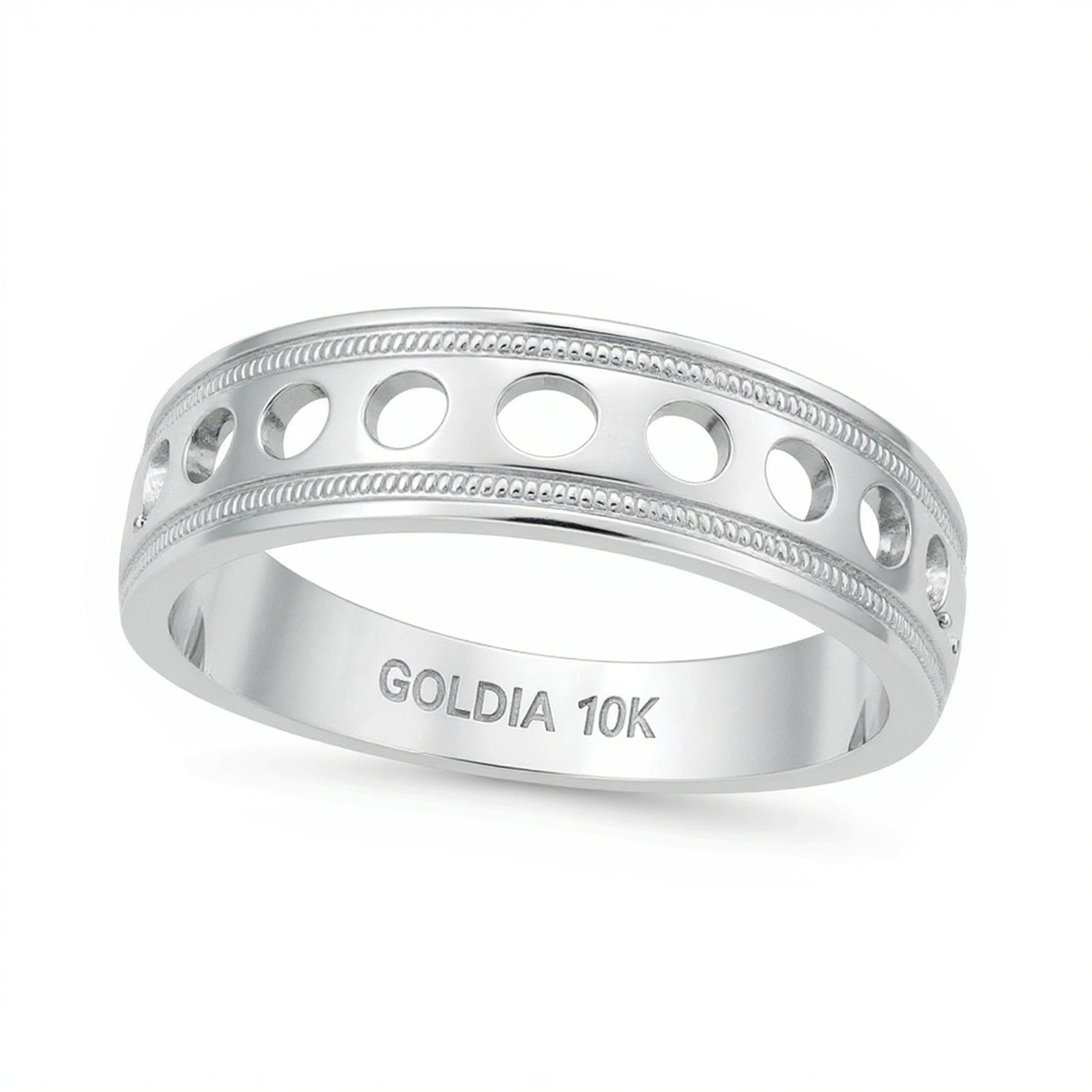 0.5 CT. TW Diamond Vintage-Style Wedding Band in 10K White Gold