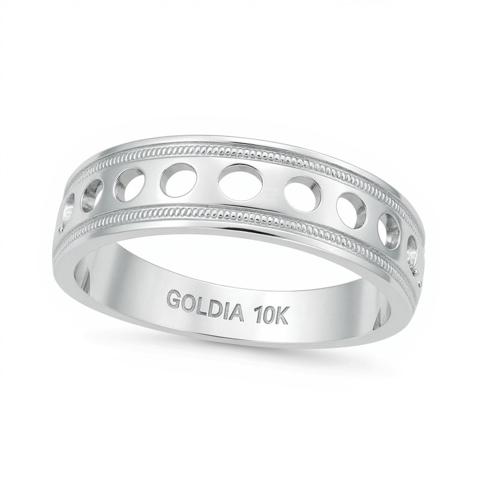 0.5 CT. TW Diamond Vintage-Style Wedding Band in 10K White Gold