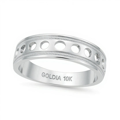 0.5 CT. TW Diamond Vintage-Style Wedding Band in 10K White Gold