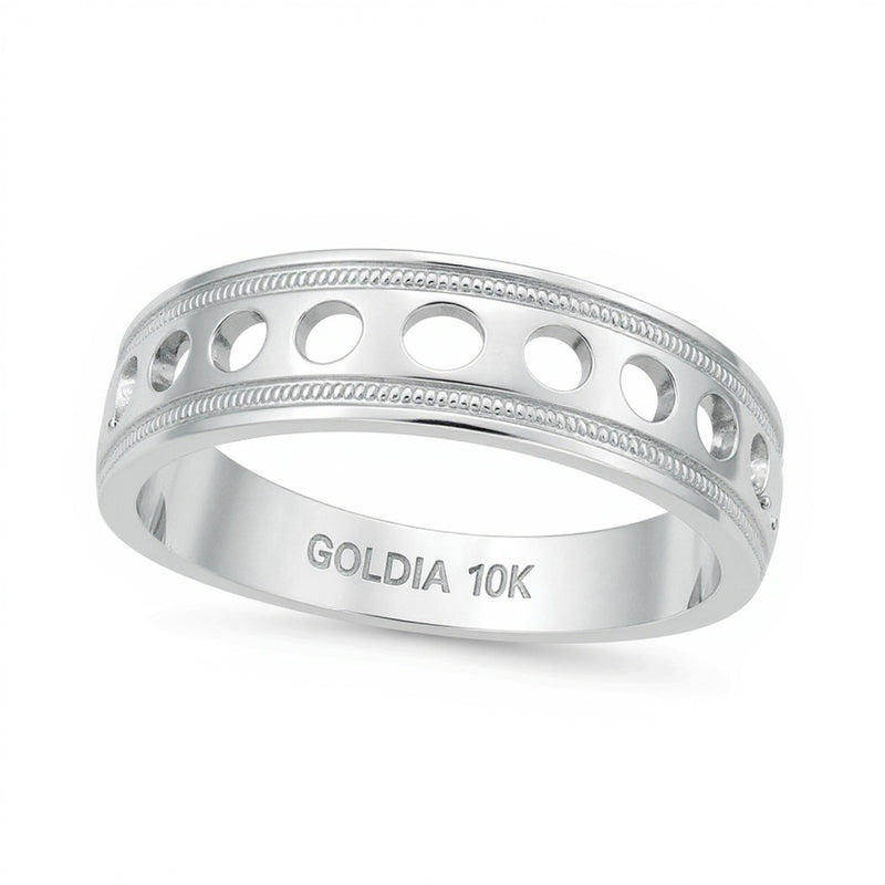 0.5 CT. TW Diamond Vintage-Style Wedding Band in 10K White Gold
