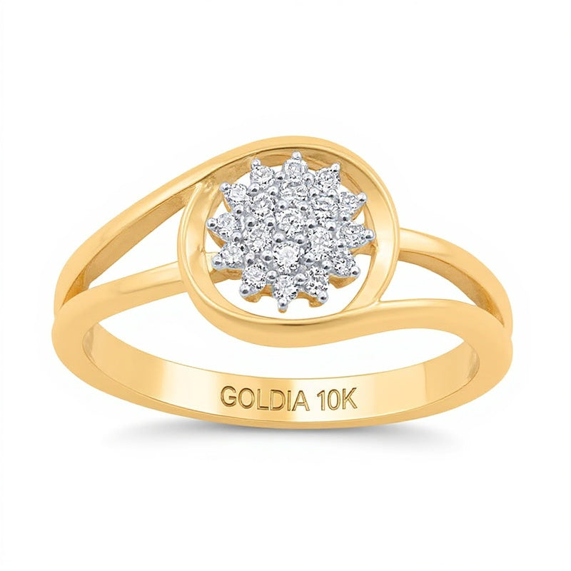 0.17 CT. TW Multi-Diamond Sunburst Split Shank Ring in 10K Gold
