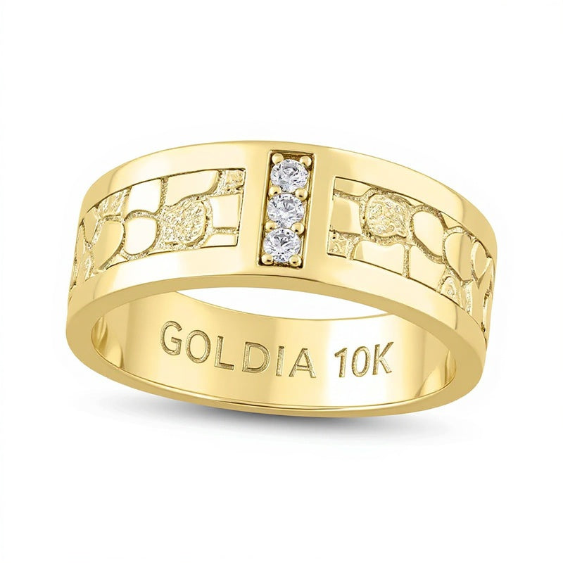 0.1 CT. TW Diamond Three Stone Nugget Band in 10K Gold