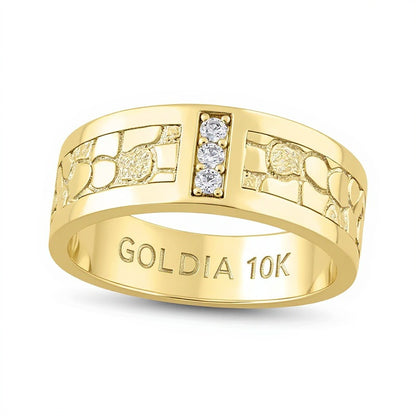 0.1 CT. TW Diamond Three Stone Nugget Band in 10K Gold