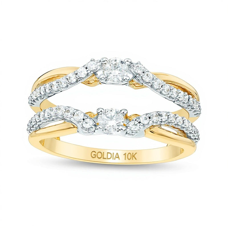 0.5 CT. TW Diamond Crossover Solitaire Enhancer in 10K Two-Tone Gold
