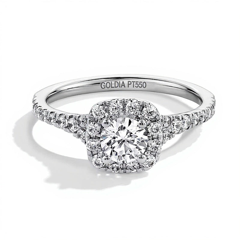 1.0 CT. TW Lab-Grown Diamond Cushion Frame Split Shank Engagement Ring in Platinum (F/SI2)