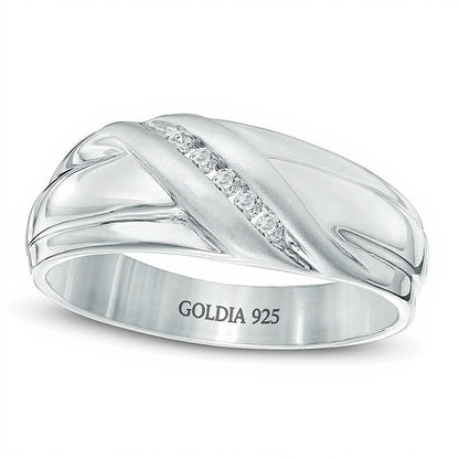 0.1 CT. TW Diamond Slant Band in Sterling Silver