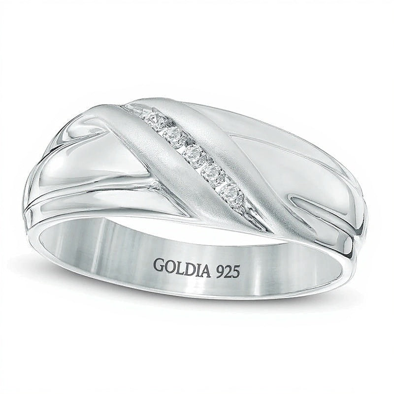 0.1 CT. TW Diamond Slant Band in Sterling Silver