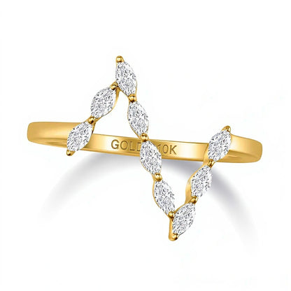 0.33 CT. TW Marquise Diamond Linear Zig-Zag Ring in 10K Gold