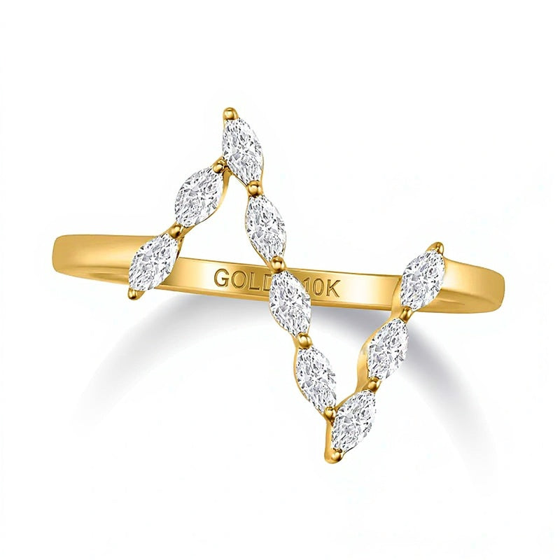 0.33 CT. TW Marquise Diamond Linear Zig-Zag Ring in 10K Gold