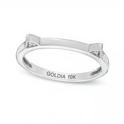 Diamond Accent Cat Ears Ring in 10K White Gold