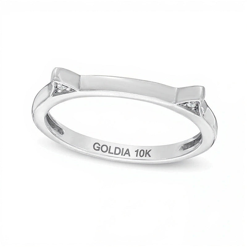 Diamond Accent Cat Ears Ring in 10K White Gold