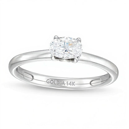 0.5 CT. Oval Diamond Sideways Solitaire Ring in 14K White Gold (I/I2)