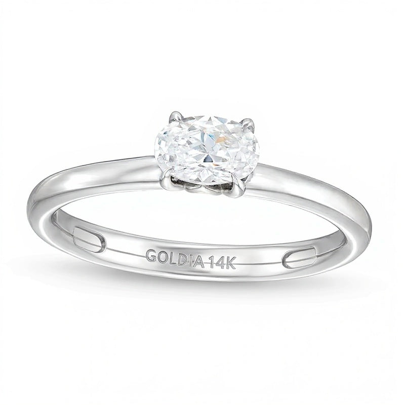 0.5 CT. Oval Diamond Sideways Solitaire Ring in 14K White Gold (I/I2)