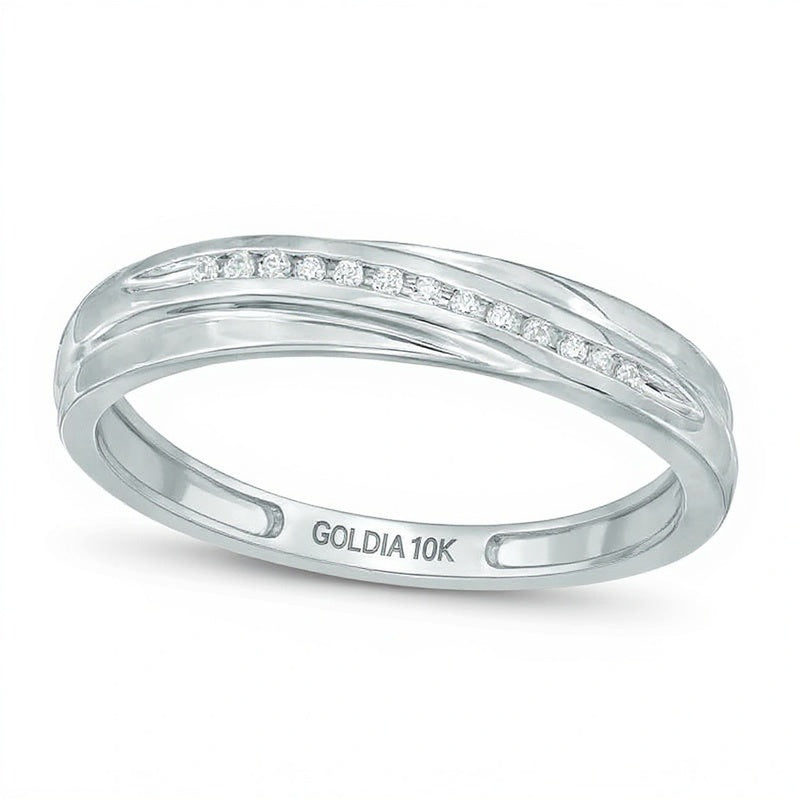 1/20 Diamond Slant Wedding Band in 10K White Gold