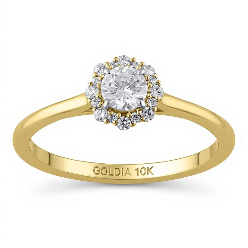0.38 CT. TW Diamond Flower Frame Engagement Ring in 10K Gold