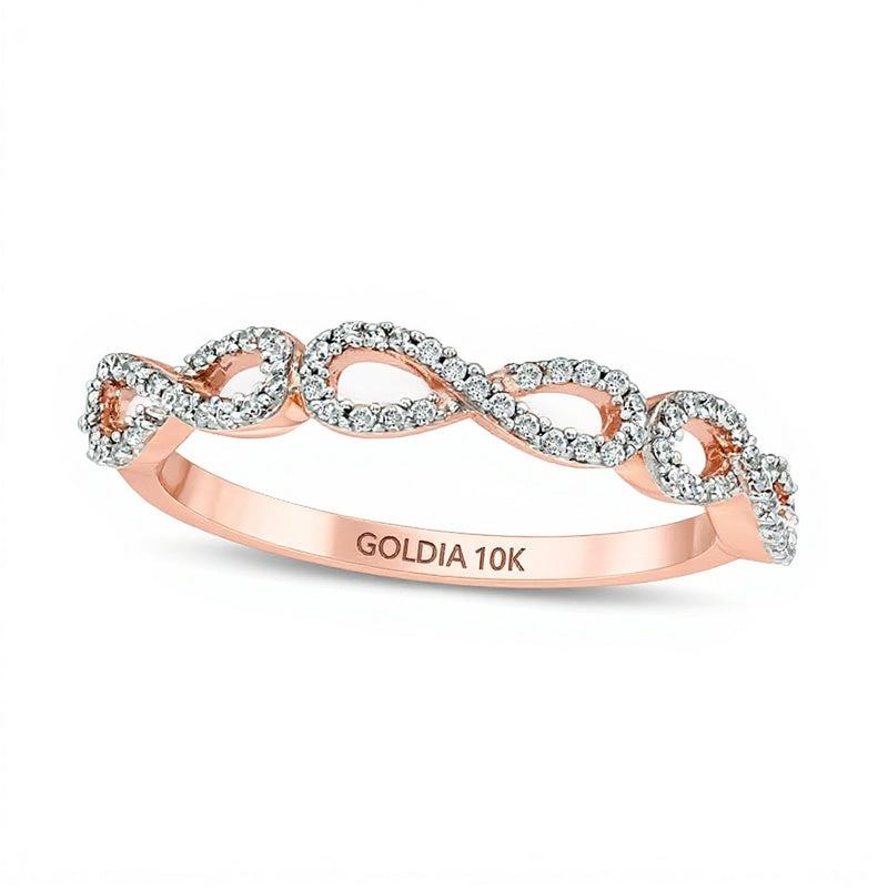 0.2 CT. TW Champagne and White Diamond Infinity Anniversary Band in 10K Rose Gold