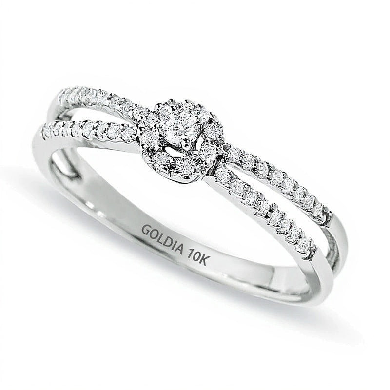 0.13 CT. TW Diamond Split Shank Promise Ring in 10K White Gold