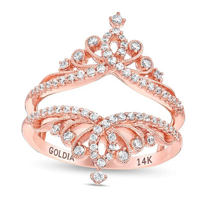 0.38 CT. TW Diamond Vintage-Style Tiara Ring Solitaire Enhancer in 14K Rose Gold