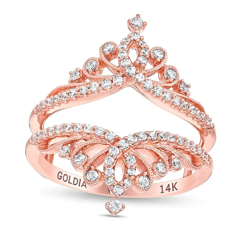 0.38 CT. TW Diamond Vintage-Style Tiara Ring Solitaire Enhancer in 14K Rose Gold