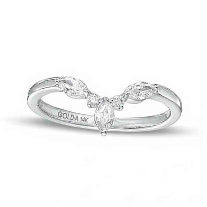 0.33 CT. TW Marquise and Round Diamond Contour Anniversary Band in 14K White Gold