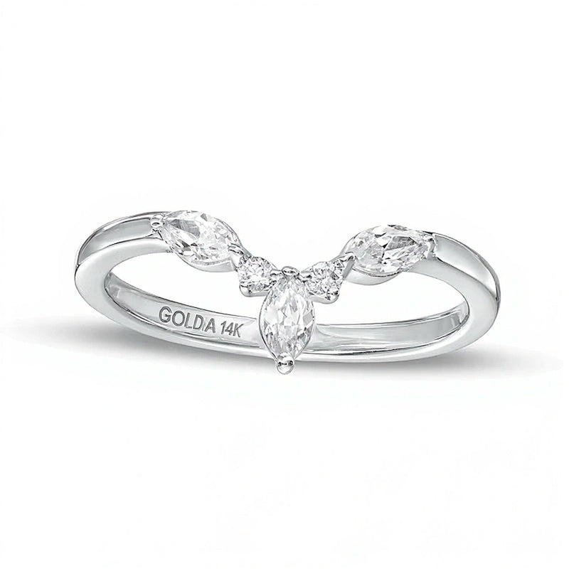 0.33 CT. TW Marquise and Round Diamond Contour Anniversary Band in 14K White Gold